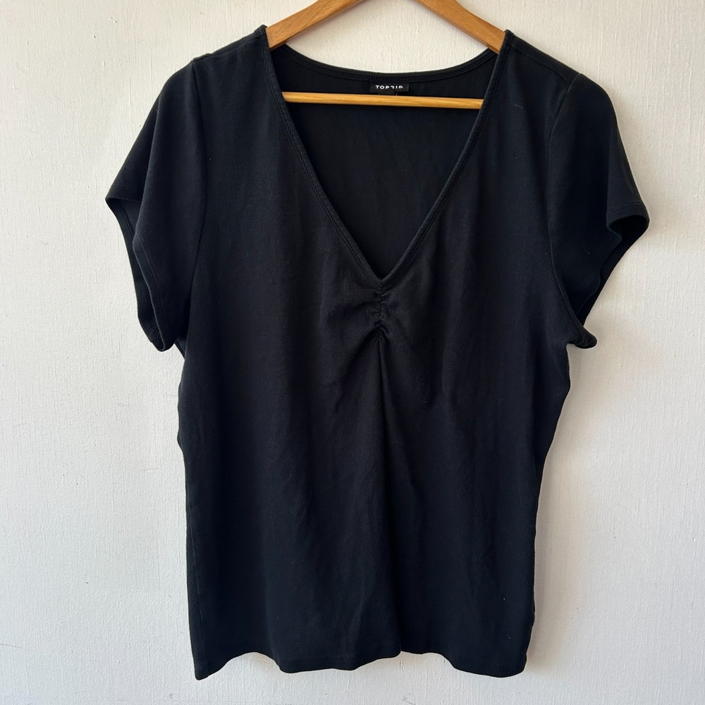 Torrid V-neck T-shirt Womens 3XL Black Ribbed Short Sleeve Top Minimalist Grunge